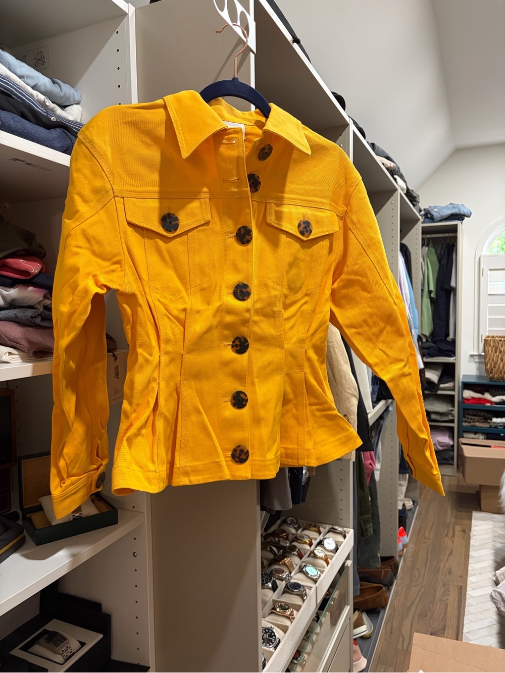 Bright Yellow Button-Front Jacket